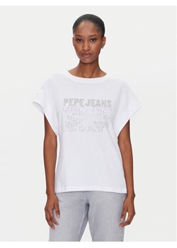 Pepe Jeans T-Shirt Lira PL505996 Biały Regular Fit ze sklepu MODIVO w kategorii Bluzki damskie - zdjęcie 181050224