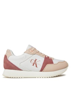 Calvin Klein Jeans Sneakersy Runner Low Lace Mix Ml Btw YW0YW01436 Biały ze sklepu MODIVO w kategorii Buty sportowe damskie - zdjęcie 181050533