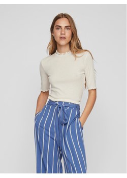 Vila Bluzka 14088347 Beżowy Slim Fit ze sklepu MODIVO w kategorii Bluzki damskie - zdjęcie 181051953