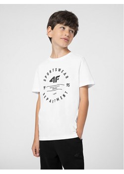 4F T-Shirt 4FJSS23TTSHM294 Biały Regular Fit ze sklepu MODIVO w kategorii T-shirty chłopięce - zdjęcie 181052792