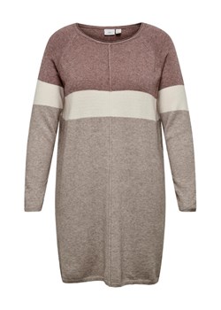 ONLY Carmakoma Sukienka dzianinowa 15183362 Beżowy Regular Fit ze sklepu MODIVO w kategorii Sukienki - zdjęcie 181052814