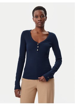 Tommy Hilfiger Bluzka Henley WW0WW43905 Granatowy Slim Fit ze sklepu MODIVO w kategorii Bluzki damskie - zdjęcie 181053842