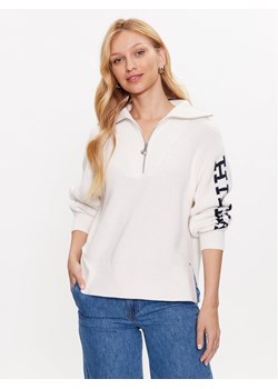 Tommy Hilfiger Sweter WW0WW39013 Écru Relaxed Fit ze sklepu MODIVO w kategorii Swetry damskie - zdjęcie 181054021