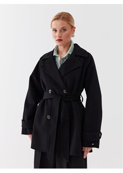 Tommy Hilfiger Płaszcz wełniany WW0WW39408 Czarny Relaxed Fit ze sklepu MODIVO w kategorii Płaszcze damskie - zdjęcie 181054451