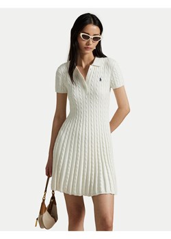 Polo Ralph Lauren Sukienka dzianinowa 211966310002 Biały Regular Fit ze sklepu MODIVO w kategorii Sukienki - zdjęcie 181055871