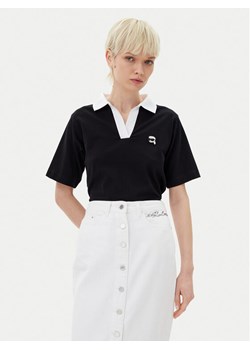 KARL LAGERFELD Polo A2W17111 Czarny Regular Fit ze sklepu MODIVO w kategorii Bluzki damskie - zdjęcie 181056622