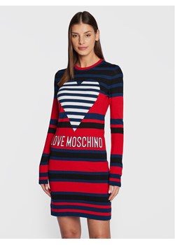 LOVE MOSCHINO Sukienka dzianinowa WSE2010X 1148 Czerwony Slim Fit ze sklepu MODIVO w kategorii Sukienki - zdjęcie 181056791