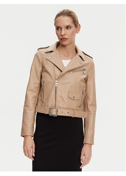 PINKO Kurtka skórzana 103897 A21L Beżowy Regular Fit ze sklepu MODIVO w kategorii Kurtki damskie - zdjęcie 181057300