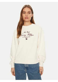 Tommy Hilfiger Bluza Modern Script WW0WW43844 Écru Regular Fit ze sklepu MODIVO w kategorii Bluzy damskie - zdjęcie 181057732