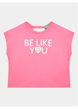 United Colors Of Benetton T-Shirt 3096C10BW Różowy Regular Fit ze sklepu MODIVO w kategorii Bluzki dziewczęce - zdjęcie 181059362