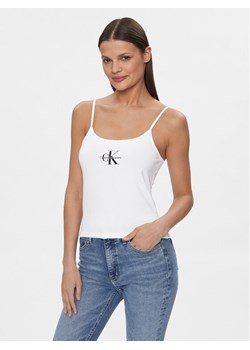 Calvin Klein Jeans Top Monologo J20J223105 Biały Slim Fit ze sklepu MODIVO w kategorii Bluzki damskie - zdjęcie 181059482