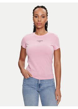 Tommy Jeans T-Shirt Essential DW0DW18397 Różowy Slim Fit ze sklepu MODIVO w kategorii Bluzki damskie - zdjęcie 181059704