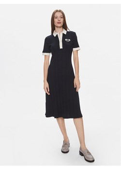 Tommy Hilfiger Sukienka dzianinowa F&F Crest 85 Polo Dress Rib WW0WW40617 Granatowy Regular Fit ze sklepu MODIVO w kategorii Sukienki - zdjęcie 181060260