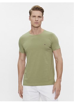 Tommy Hilfiger T-Shirt Stretch Slim Fit Tee MW0MW10800 Zielony Slim Fit ze sklepu MODIVO w kategorii T-shirty męskie - zdjęcie 181060390