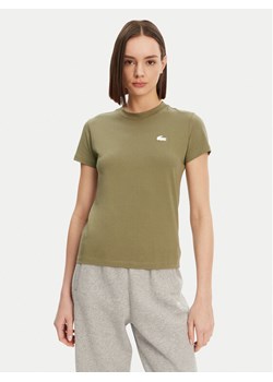 Lacoste T-Shirt TF9246 Khaki Slim Fit ze sklepu MODIVO w kategorii Bluzki damskie - zdjęcie 181060982