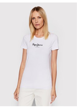 Pepe Jeans T-Shirt New Virgina PL505202 Biały Slim Fit ze sklepu MODIVO w kategorii Bluzki damskie - zdjęcie 181061370