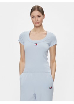 Tommy Jeans T-Shirt Tjw Slim Badge Rib Tee Ss DW0DW17396 Granatowy Slim Fit ze sklepu MODIVO w kategorii Bluzki damskie - zdjęcie 181062442