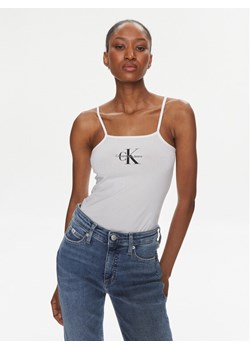 Calvin Klein Jeans Body Monologo J20J223421 Biały Slim Fit ze sklepu MODIVO w kategorii Bluzki damskie - zdjęcie 181062650