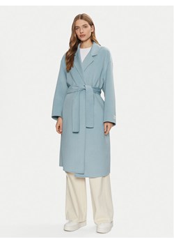 Calvin Klein Płaszcz wełniany K20K207813 Błękitny Regular Fit ze sklepu MODIVO w kategorii Płaszcze damskie - zdjęcie 181062740