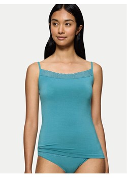 Triumph Top Feel Of Modal 10221654 Turkusowy Slim Fit ze sklepu MODIVO w kategorii Piżamy damskie - zdjęcie 181062862