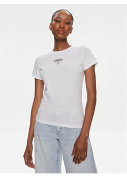 Tommy Jeans T-Shirt Essential DW0DW17839 Biały Slim Fit ze sklepu MODIVO w kategorii Bluzki damskie - zdjęcie 181063742