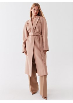Calvin Klein Płaszcz wełniany K20K205496 Beżowy Regular Fit ze sklepu MODIVO w kategorii Płaszcze damskie - zdjęcie 181064413