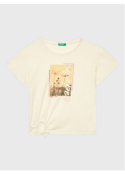 United Colors Of Benetton T-Shirt 3096C10B4 Écru Regular Fit ze sklepu MODIVO w kategorii Bluzki dziewczęce - zdjęcie 181065163