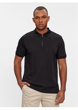 Calvin Klein Polo Smooth Cotton Welt Zip Polo K10K112754 Czarny Regular Fit ze sklepu MODIVO w kategorii T-shirty męskie - zdjęcie 181065342
