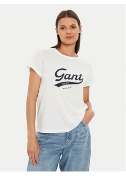 Gant T-Shirt Script Graphic 4200482 Biały Regular Fit ze sklepu MODIVO w kategorii Bluzki damskie - zdjęcie 181065773