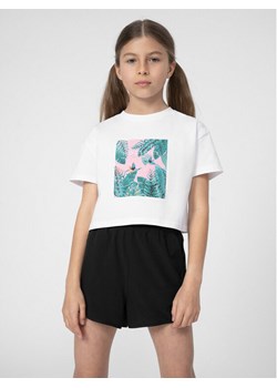 4F T-Shirt 4FJSS23TTSHF392 Biały Regular Fit ze sklepu MODIVO w kategorii Bluzki dziewczęce - zdjęcie 181066553