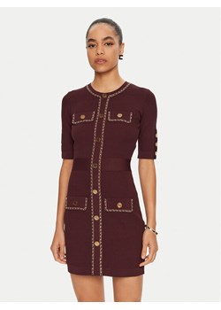 Elisabetta Franchi Sukienka dzianinowa AM-92B-46E2 Bordowy Regular Fit ze sklepu MODIVO w kategorii Sukienki - zdjęcie 181067003