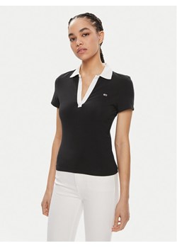 Tommy Jeans Polo Contrast DW0DW17225 Czarny Slim Fit ze sklepu MODIVO w kategorii Bluzki damskie - zdjęcie 181067410