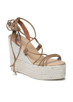 Manebi Espadryle Soft Suede Lace-Up Wedge Espadrilles L 8.7 WA Brązowy ze sklepu MODIVO w kategorii Sandały damskie - zdjęcie 181067904