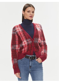 Tommy Hilfiger Kardigan Tartan WW0WW40129 Czerwony Regular Fit ze sklepu MODIVO w kategorii Swetry damskie - zdjęcie 181068302