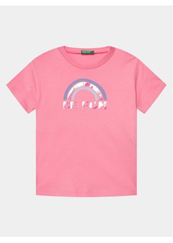United Colors Of Benetton T-Shirt 3096G10E5 Różowy Boxy Fit ze sklepu MODIVO w kategorii Bluzki dziewczęce - zdjęcie 181071353