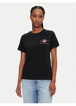 Gant T-Shirt Bisiklet Yaka 4200277 Czarny Regular Fit ze sklepu MODIVO w kategorii Bluzki damskie - zdjęcie 181071431