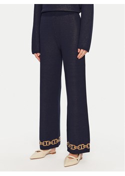 TWINSET Spodnie dzianinowe 241TP3521 Granatowy Straight Fit ze sklepu MODIVO w kategorii Spodnie damskie - zdjęcie 181072033
