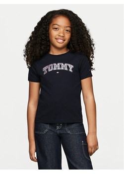 Tommy Hilfiger T-Shirt Varsity KG0KG08064 Granatowy Regular Fit ze sklepu MODIVO w kategorii Bluzki dziewczęce - zdjęcie 181073151