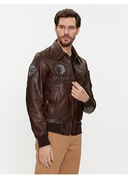 Aeronautica Militare Kurtka skórzana 241PN5039PL147 Brązowy Regular Fit ze sklepu MODIVO w kategorii Kurtki męskie - zdjęcie 181073472