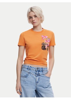 Desigual T-Shirt Botanical 25SWTK48 Pomarańczowy Slim Fit ze sklepu MODIVO w kategorii Bluzki damskie - zdjęcie 181074393