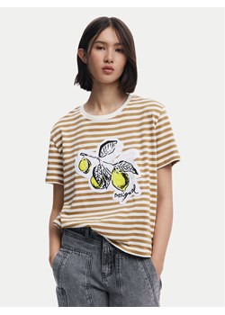 Desigual T-Shirt Lemon 25SWTKAE Beżowy Regular Fit ze sklepu MODIVO w kategorii Bluzki damskie - zdjęcie 181074980