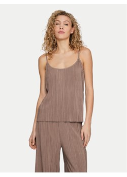 Vila Top Plisa 14096337 Brązowy Relaxed Fit ze sklepu MODIVO w kategorii Bluzki damskie - zdjęcie 181075802