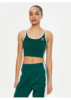 adidas Top adicolor 3-Stripes JD4614 Zielony Slim Fit ze sklepu MODIVO w kategorii Bluzki damskie - zdjęcie 181079664