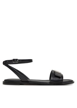 Calvin Klein Sandały Flat Sandal W/Ck Hw - Lth HW0HW02367 Czarny ze sklepu MODIVO w kategorii Sandały damskie - zdjęcie 181083641