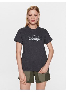 Wrangler T-Shirt Logo Tee WC5FGEB00 112326375 Szary Regular Fit ze sklepu MODIVO w kategorii Bluzki damskie - zdjęcie 181083790