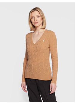 Polo Ralph Lauren Sweter 211875832008 Beżowy Regular Fit ze sklepu MODIVO w kategorii Swetry damskie - zdjęcie 181083871