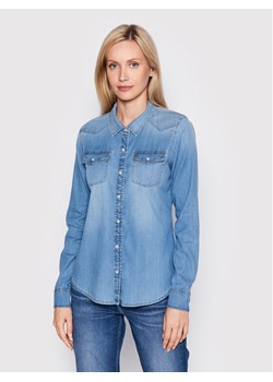 Guess Koszula W2GH75 D4NA1 Niebieski Slim Fit ze sklepu MODIVO w kategorii Koszule damskie - zdjęcie 181085402