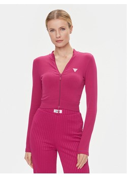 Guess Bluza V4RP01 Z3CC0 Różowy Slim Fit ze sklepu MODIVO w kategorii Bluzy damskie - zdjęcie 181086382
