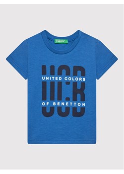 United Colors Of Benetton T-Shirt 3I1XG100G Niebieski Regular Fit ze sklepu MODIVO w kategorii Koszulki niemowlęce - zdjęcie 181086542