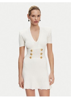 Balmain Sukienka dzianinowa DF1R7320KF24 Biały Regular Fit ze sklepu MODIVO w kategorii Sukienki - zdjęcie 181088383